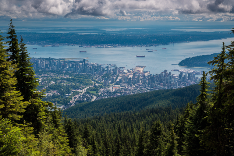 View on Vancouver Canada seen from Grouse Mountain